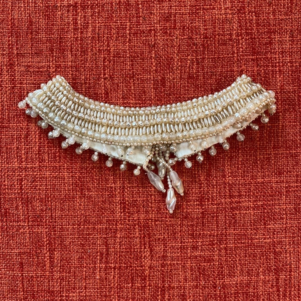 🖤 VTG 40’s 50’s JAPAN Faux Pearl Beaded Detachable Collar Neck - Picture 3 of 8